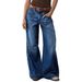 Women's Clothing Loose Slim Women's Wide Leg Straight Pants Denim Nine Point Pants_ecoleips.com