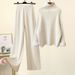 Women's Winter Knit Set – Turtleneck Sweater & Wide Leg Pants (2-Piece Outfit)_ecoleips.com