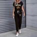 Women's Color Block Trim Casual Suit American Style Simple Loose Fit Short Sleeve Spring Summer Autumn New_ecoleips.com