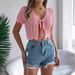 2026 Summer Lace-Up Hollow Short-Sleeve Knit Cardigan Vacation Crop Top Sunscreen Shirt Independent Station Cross-Border_ecoleips.com
