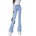 Light Blue Flared Jeans For Women, 2025 Autumn New High-waisted Stretch Slimming Bell-bottom Pants_ecoleips.com