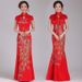 Elegant Chinese Qipao Dress Women's Fashion Long Cheongsam Retro Performance Costume Plus Size Modified Traditional Style_ecoleips.com