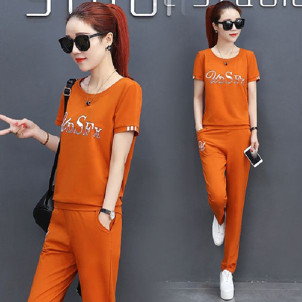 Plus Size Women's Clothing Fat Mm Casual Short Sleeve Capri Pants Sports Women 2025 Summer Loose Fashion Two-Piece Set_ecoleips.com
