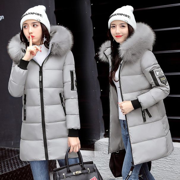 Chic Faux-Fur Trimmed Quilted Coat – Slim-Fit Winter Jacket For Women (M-4XL, Zip Front, White/Pink/Red/Grey/Green/Black, Fox Collar)_ecoleips.com