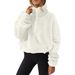 Aria Basics Cross-Border 2025 Autumn Winter New European And American Style Furry Fleece-Lined Women's Half-Zip_ecoleips.com