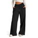 Women's Slim Waist Fashionable Wide Leg Casual Trousers Drawstring Solid Color_ecoleips.com
