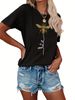 European And American Cross-border Foreign Trade Women's Clothing Cute Bee Print Round Neck Short-sleeve T-shirt Top_ecoleips.com
