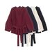 Women’s Belted Knit Top – V-Neck Shoulder-Padded Blouse (Polyester Blend, Classic Retro Style, Office & Casual Wear, Fall/Winter Essential)_ecoleips.com
