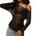 Aria Basics Aria Basics 60244 European And American Women's T-shirt Nazada 2025 Autumn/Winter Lightweight Off-shoulder Versatile Sheer Sexy_ecoleips.com