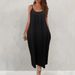 Women's Clothing Casual Dress Solid Color Suspenders Ladies Dress_ecoleips.com