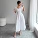 European And American Cro-border 2026 Summer Slim-fit Elegant Women's Jacquard Solid Color Puff Sleeve Square-neck_ecoleips.com