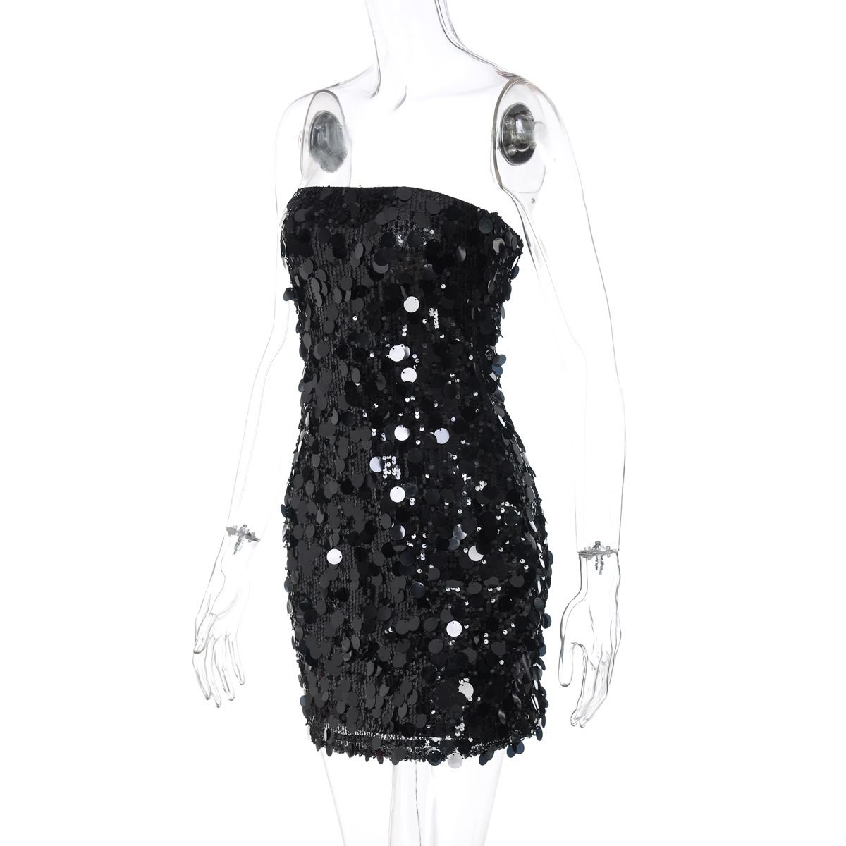 2025 Summer New Fashion Nightclub Sexy Sequin Strapless Slim Dress For Women Wholesale_ecoleips.com