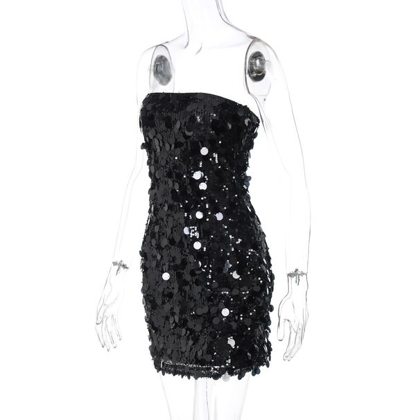 2025 Summer New Fashion Nightclub Sexy Sequin Strapless Slim Dress For Women Wholesale_ecoleips.com