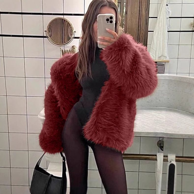 Women’s Leopard Print Faux Fur Coat – Long Lapel Winter Jacket, Imitation Fox Fur, S-XXXL_ecoleips.com