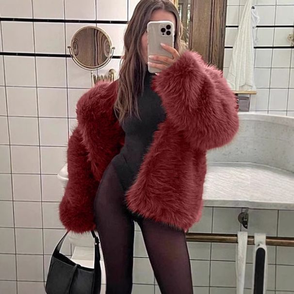 Women’s Leopard Print Faux Fur Coat – Long Lapel Winter Jacket, Imitation Fox Fur, S-XXXL_ecoleips.com