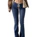Women's Clothing Retro Fashion Trendy Versatile Street Style Medium Elastic Flared Drawstring Frayed Edge Jeans_ecoleips.com