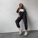 Casual Suit European And American New Fashion Loose Contrast Color Round Neck Short Sleeve T Shirt Sports Trousers 2 Pieces_ecoleips.com