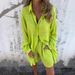 Verve 2025 New Women's Casual Solid Color Cotton Linen Shorts Long Sleeve Wrinkled Fabric Shirt Two-Piece Set_ecoleips.com