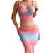 Aria Basics European And American Cross-Border Platform Sexy Women's Clothing Rainbow Pleated Slim Pure Desire Strap Bodycon Long_ecoleips.com