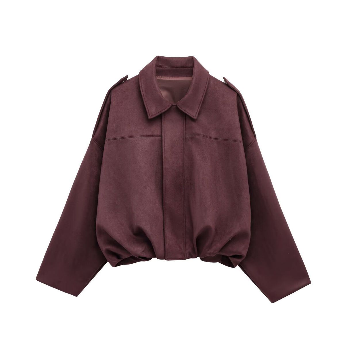Women's Fashionable Suede Texture Effect Pilot Jacket Coat Top Early Spring New Arrival_ecoleips.com