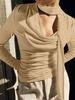 AC530 New Cross-Border Knitted Design Halter Neck Long Sleeve Slim Fit Versatile T-Shirt For Layering Or Wearing Alone_ecoleips.com