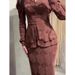 Vintage-Inspired Long Sleeve Dress - Elegant V-Neck Floral Print Midi Dress With Button Detail (Dark Brown, S-XXL)_ecoleips.com