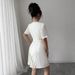 Women's Slim Fit Patchwork Dress Waist Cinching Pleated Short Sleeved Cargo Skirt European American Style Summer_ecoleips.com