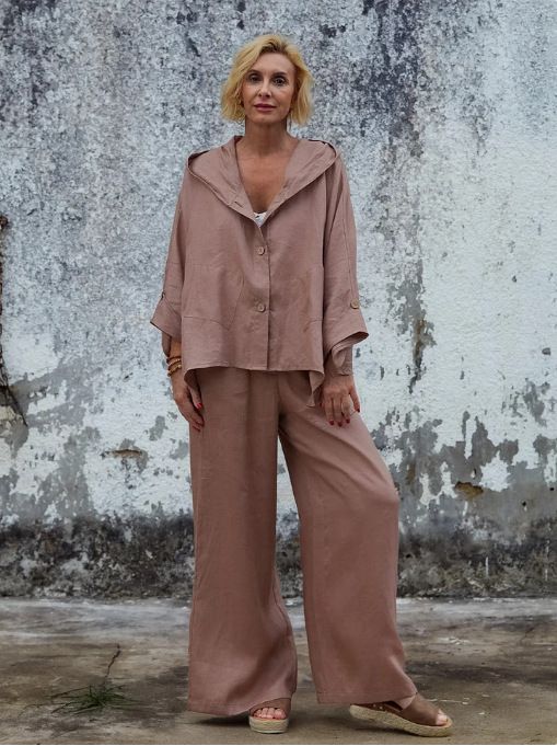Summer Women's Linen Hooded Set European And American Cross Border E-commerce Independent Store 2025_ecoleips.com