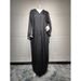 Modes Muslim Abaya Fashion Dress Black Shiny Jacquard Fabric Long Robe Two-Piece Set_ecoleips.com