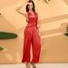 Women's Multi-Way Wrap V-Neck Wide Leg Jumpsuit, Sleeveless Tie Waist Casual Formal Romper_ecoleips.com
