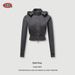 Aria Basics BE Women's Clothing|2025 Autumn European And American Retro Detachable Hooded Lulu Sweatshirt Short Waist Zipper Jacket_ecoleips.com