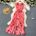 Summer Elegant Women Abstract Print Jumpsuit Chic Streetwear Wide Leg Romper Mujer V Neck Bodycon Sleeveless High Jumps_ecoleips.com