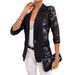 2025 New Elegant Solid Color Fashion Lace Splicing Small Suit Jacket Women's Tops_ecoleips.com