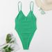 Women's Clothing Sexy Deep V One Piece Swimsuit Solid Color Crepe Fabric Bestseller Bikini For All Seasons_ecoleips.com