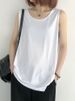 Summer Casual Loose Women's Tank Top Svel Base Layer Pure Color Outerwear Versatile Slimming Effect Polyester Fiber_ecoleips.com