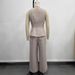 Women's Clothing Temperament Spring And Summer Thin Breathable V Neck Sleeveless Vest Trousers Slit Wide Leg Pants Suit 2 Pieces_ecoleips.com