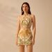 2025 Women's Tube Top Summer Shorts Tropical Plant And Coconut Tree Print Vacation Set_ecoleips.com