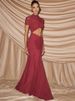 JULISSA MO Patchwork Sexy Hollow Out Sheer Mesh Women Maxi Dress Turtleneck Ruched Dress Spring Slim Elegant Party Evening Dress_ecoleips.com