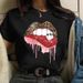 Cross-border Fashion For Spring And Summer, Stylish Letter-print Colorful Lips Plus-size Women's Clothing_ecoleips.com