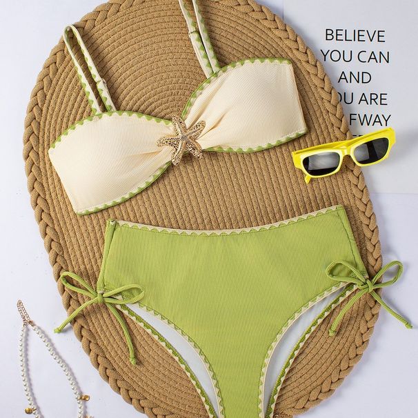 New European And American Cross-border Two-piece Bikini Set Beach Vacations, Tight-fitting, Push-up, Sexy High-waisted_ecoleips.com