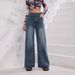 2025 Spring New European And American Cross-Border Retro Wide-Leg Jeans For Women With Embroidery, Stretch Straight-Leg_ecoleips.com