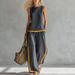 Women's Clothing Women's Summer Casual Fashion Sleeveless Color Block Wide Leg Pants Set Style Trendy Two Piece_ecoleips.com