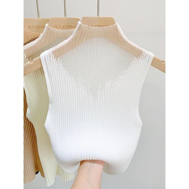 Women's Sleeveless Top, Waist-cinching, Slim-fit, Outerwear, Short Style, Ice Silk Knitted Inner Camisole For Summer_ecoleips.com