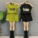 Women's Clothing Fashion Casual Sports Suit Letter Half Sleeve Top Slim Shorts Two Piece Suit_ecoleips.com