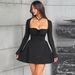 Women's Clothing Sexy Tube Top Slim High Waist Long Sleeve Slim Princess Dress_ecoleips.com