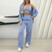 Women's Clothing Striped Shirt Vest + Casual Pants Three Piece Set_ecoleips.com