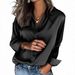 European And American Cross-Border Hot-Selling Satin Women's Loose Long-Sleeve Shirt Top_ecoleips.com