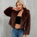 Women's Clothing Women's Faux Fur Short Jacket With Notched Lapel - Elegant Winter Coat For Office & Casual Wear_ecoleips.com