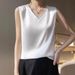 White Camisole For Women, Mulberry Silk Acetate Satin V-Neck Sleeveless Base Shirt, Blazer Inner Layer T-Shirt_ecoleips.com