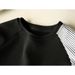 Asymmetrical Striped Contrast Panel Drop Shoulder Batwing Sleeve Relaxed Fit Round Neck Pullover Sweatshirt For Women_ecoleips.com